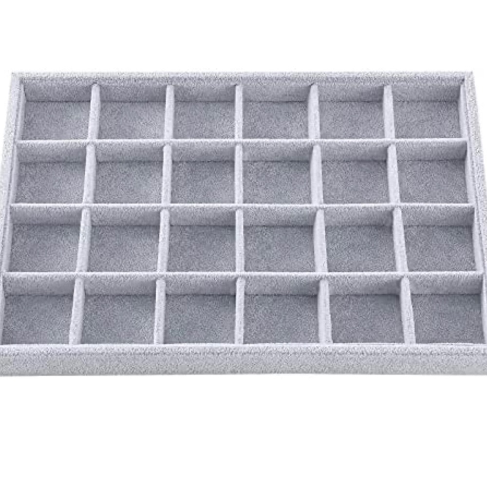 COPY - NWOT 24 Grid Gray Velvet Stackable Jewelry Display & Organizer